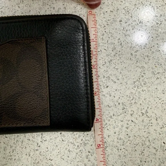 Coach Dark Brown Leather Monogram Gold Hardware Zippered Wallet - Picture 12 of 13